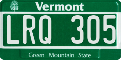VT license plate LRQ305
