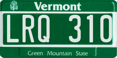 VT license plate LRQ310
