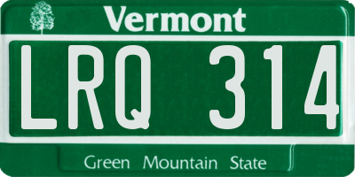 VT license plate LRQ314