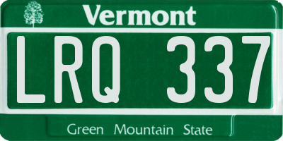 VT license plate LRQ337