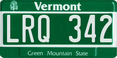 VT license plate LRQ342