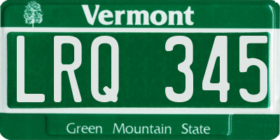 VT license plate LRQ345