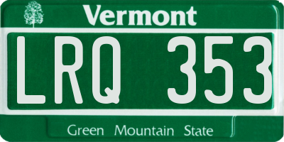 VT license plate LRQ353