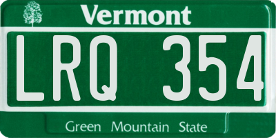 VT license plate LRQ354