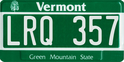 VT license plate LRQ357
