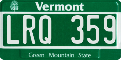 VT license plate LRQ359