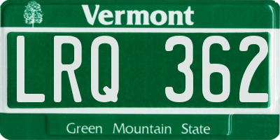 VT license plate LRQ362
