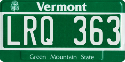 VT license plate LRQ363