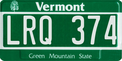 VT license plate LRQ374