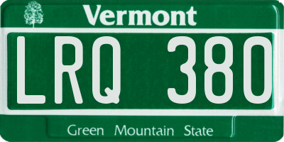 VT license plate LRQ380