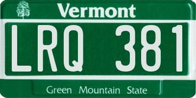 VT license plate LRQ381