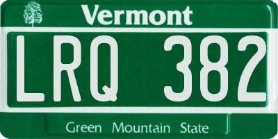 VT license plate LRQ382