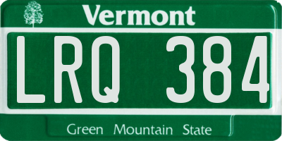 VT license plate LRQ384