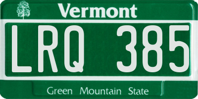 VT license plate LRQ385