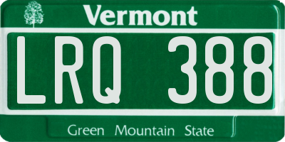VT license plate LRQ388