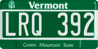 VT license plate LRQ392