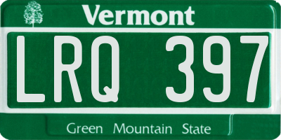 VT license plate LRQ397