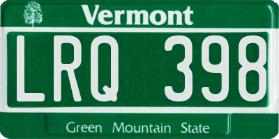 VT license plate LRQ398
