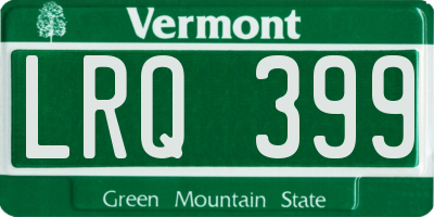 VT license plate LRQ399