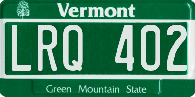 VT license plate LRQ402