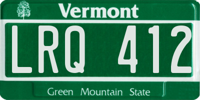 VT license plate LRQ412