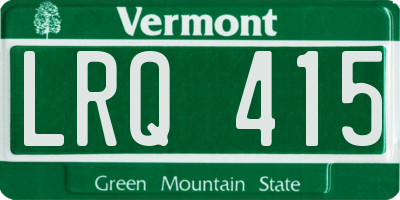 VT license plate LRQ415