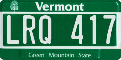 VT license plate LRQ417