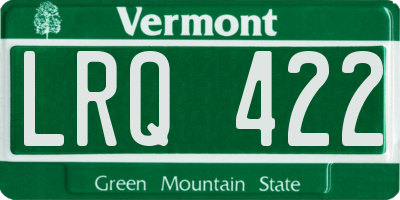 VT license plate LRQ422