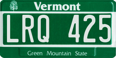 VT license plate LRQ425