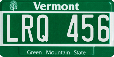 VT license plate LRQ456