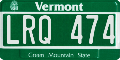VT license plate LRQ474