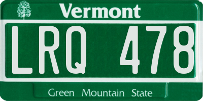 VT license plate LRQ478