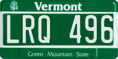 VT license plate LRQ496