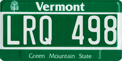 VT license plate LRQ498