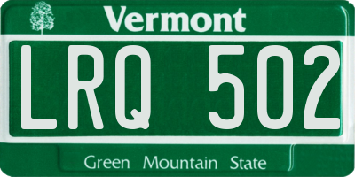 VT license plate LRQ502