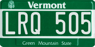VT license plate LRQ505