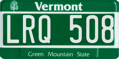 VT license plate LRQ508