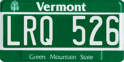 VT license plate LRQ526