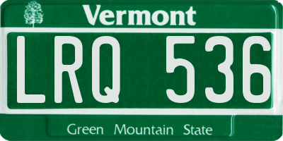VT license plate LRQ536