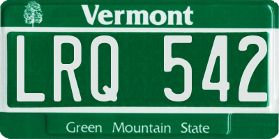 VT license plate LRQ542