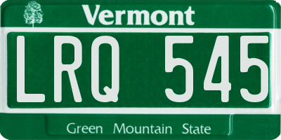 VT license plate LRQ545