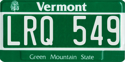 VT license plate LRQ549