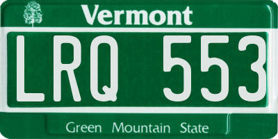 VT license plate LRQ553