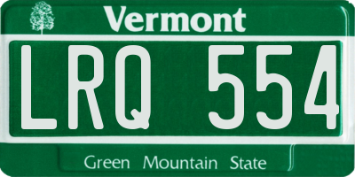 VT license plate LRQ554