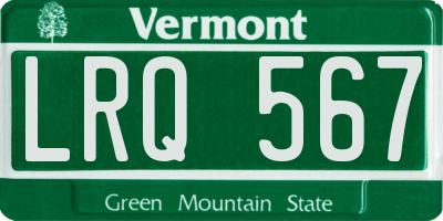 VT license plate LRQ567