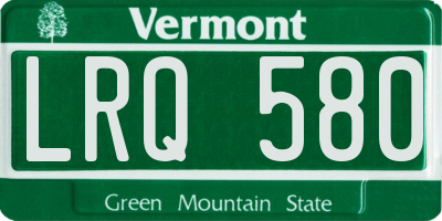 VT license plate LRQ580