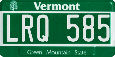 VT license plate LRQ585