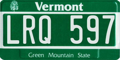 VT license plate LRQ597