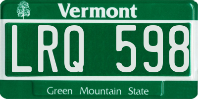 VT license plate LRQ598
