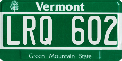 VT license plate LRQ602